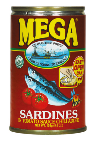 MEGA, SARDINE IN TOMATO SAUCE AND RED CHILLI 155G