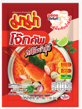 MAMA Thailand Instant Rice Porridge, Shrimp Tom Yum, Jokcup, 90G