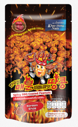 KHAO SHONG Korea Spicy Korean BBQ coated Peanuts, pouch, 80G