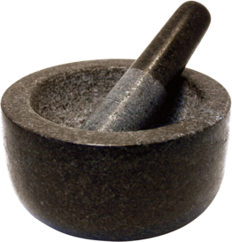 STONE MORTAR WITH PESTLE DIAMETER 15,5 CM, HIGHT 8CM, 1 SET