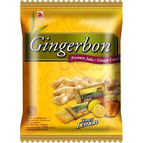 GINGERBON, GINGER CANDY HONEY LEMON 125G