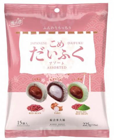 YUKI&LOVE, JAPANESE DAIFUKU MOCHI MIX 3 FLAVOURS 15X15G