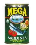 MEGA SARDINE IN TOMATO SAUCE, GREEN CAN 155G