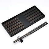 KK, WOODEN CHOPSTICKS BLACK 5 PAIRS