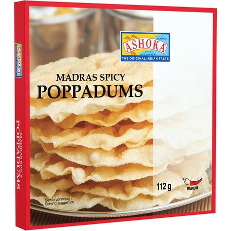 ASHOKA  Poppadoms Madras Spicy 112G