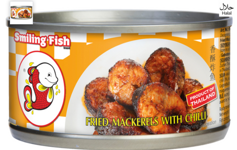 SMILING FISH, FISH MACKEREL FRIED WITH CHILLI IN CAN, 90G