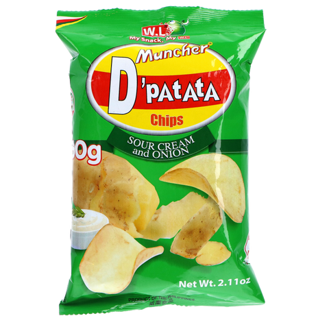 W.L. Muncher D'Patata chips Sour cream & onion, 60g